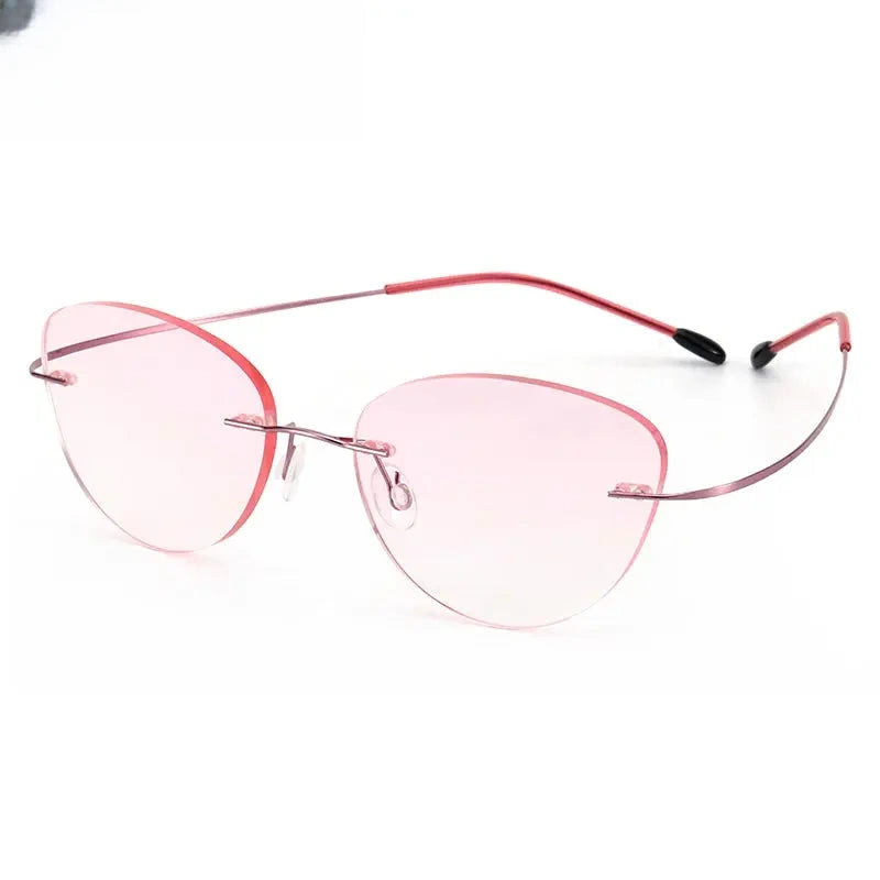 Women's Cat Eye Rimless Titanium Screwless Prescription Glasses 660742 — view 7 | Rx Spectacle