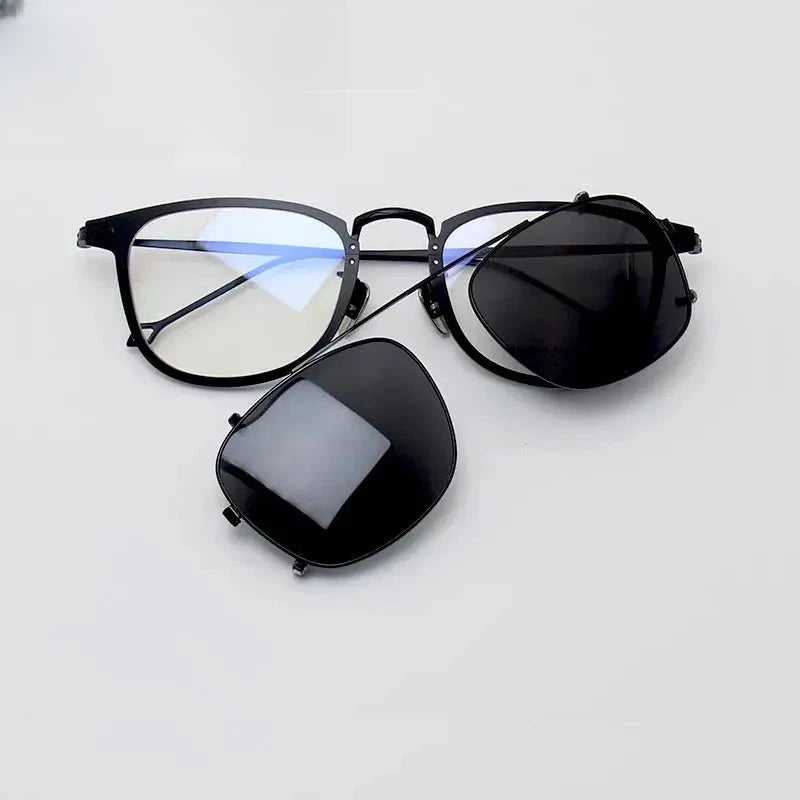 Men's Square Full Rim Titanium Clip-On Prescription Glasses 583148 — view 1 | Rx Spectacle