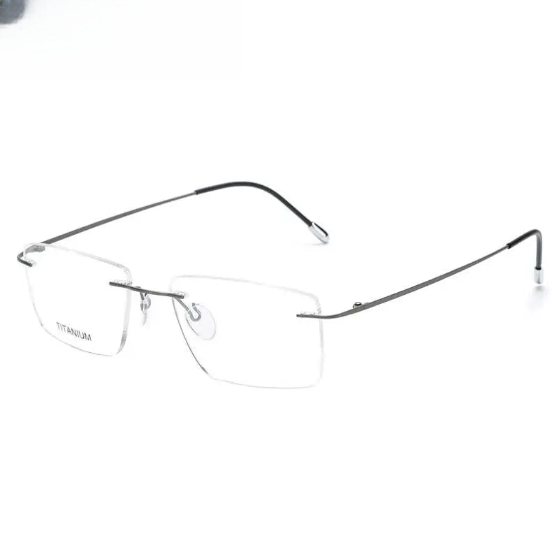 Unisex Square Rimless Titanium Prescription Glasses Kr16011 — view 1 | Rx Spectacle