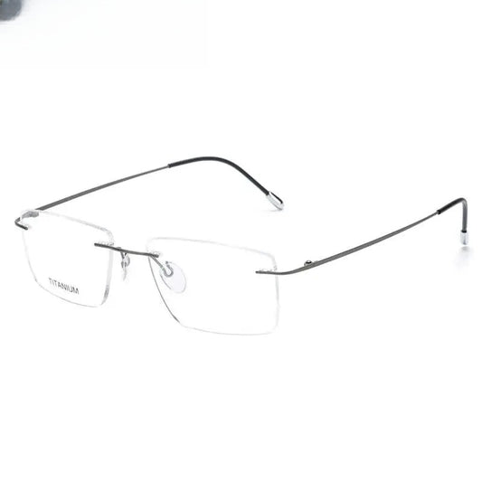 Unisex Square Rimless Titanium Prescription Glasses Kr16011 — view 1 | Rx Spectacle