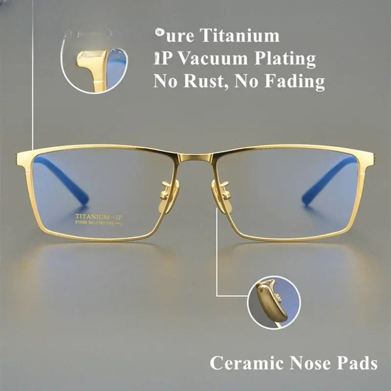 Men's Square Full Rim Titanium Prescription Glasses Dj066 — view 7 | Rx Spectacle