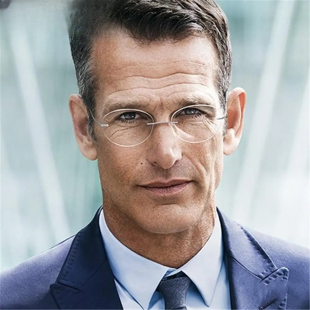 Men's Square Rimless Titanium Prescription Glasses 6009 — view 2 | Rx Spectacle