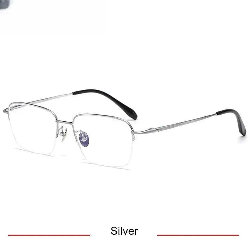 Men's Oval Semi-Rimless Titanium Oversized Prescription Glasses 316887 — view 4 | Rx Spectacle