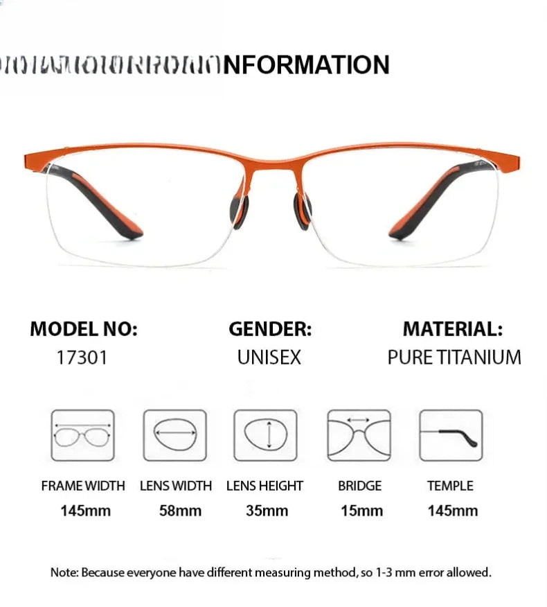 Unisex Browline Semi-Rimless Titanium Prescription Glasses 17301 — view 2 | Rx Spectacle