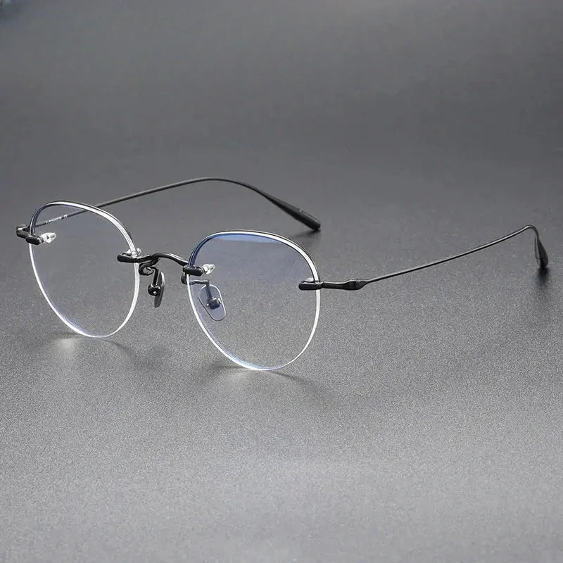 Women's Oval Semi-Rimless Titanium Prescription Glasses 61141 — view 5 | Rx Spectacle