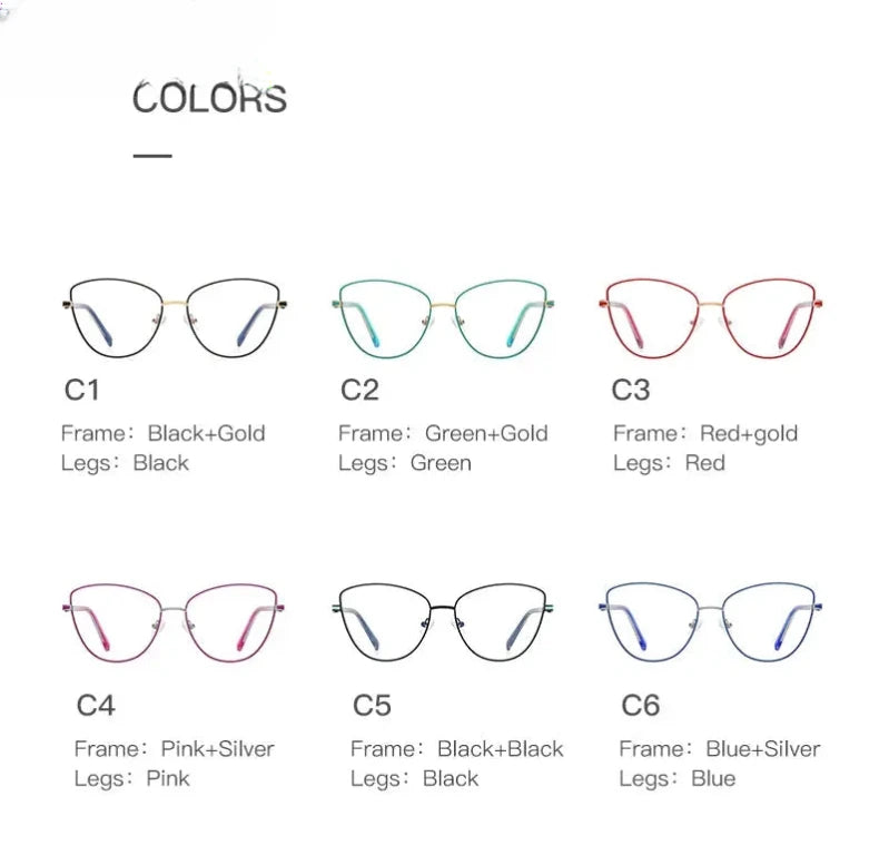 Women's Cat Eye Full Rim Alloy Reading Glasses 3067 — view 14 | Rx Spectacle