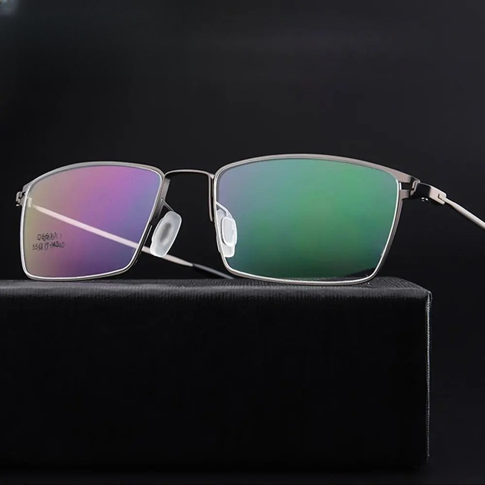 Men's Square Full Rim Titanium Prescription Glasses 6611 — view 6 | Rx Spectacle