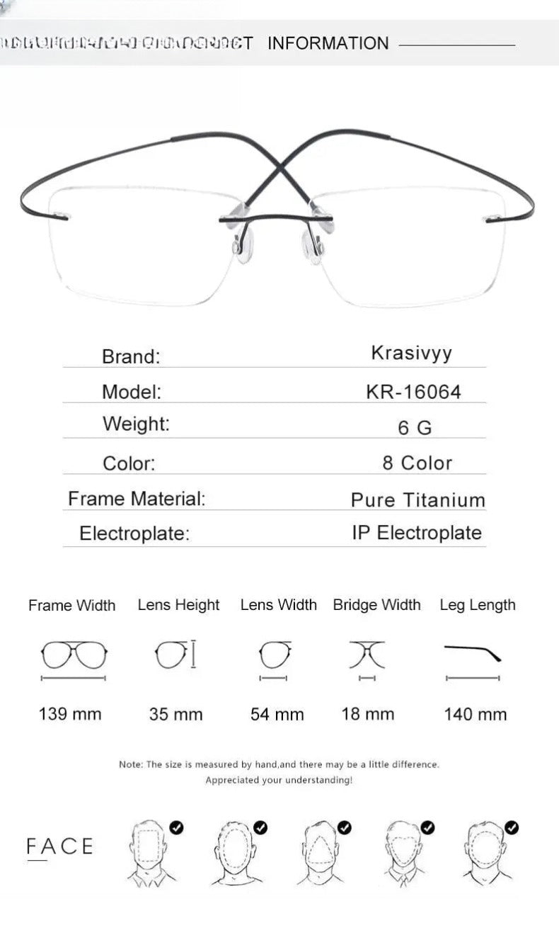 Men's Square Rimless Titanium Prescription Glasses Kr16064 — view 14 | Rx Spectacle