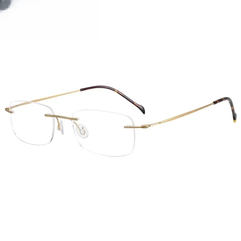 Unisex Square Rimless Titanium Screwless Prescription Glasses 16006 — view 4 | Rx Spectacle