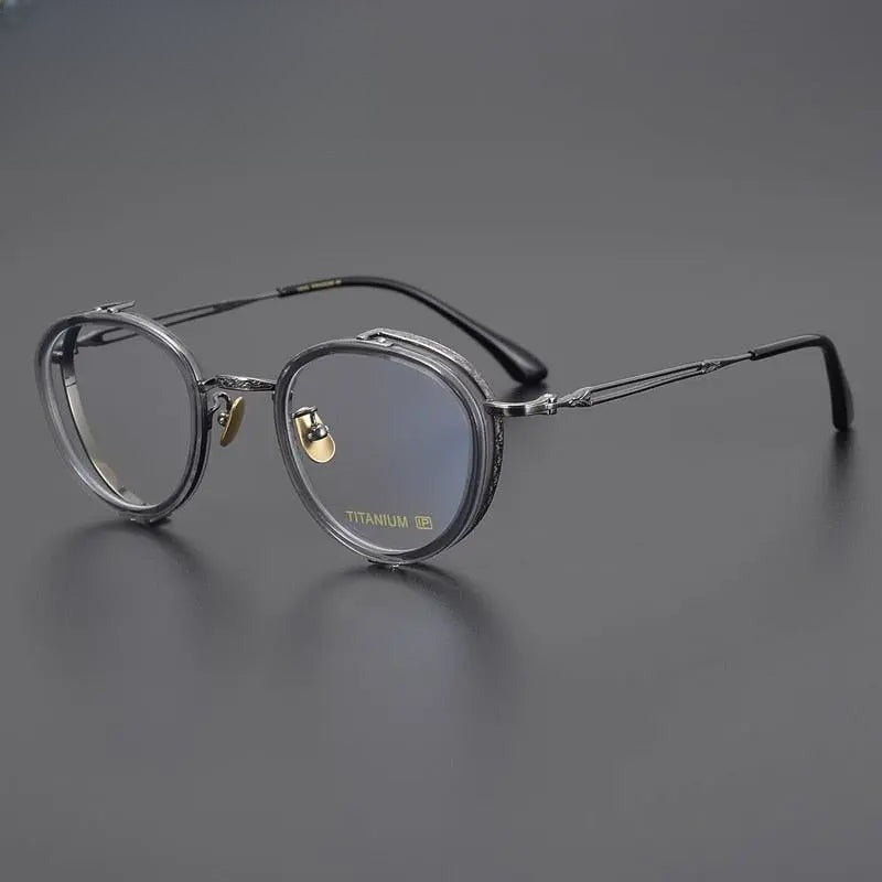 Unisex Round Full Rim Titanium Prescription Glasses Gxyj1050 — view 7 | Rx Spectacle