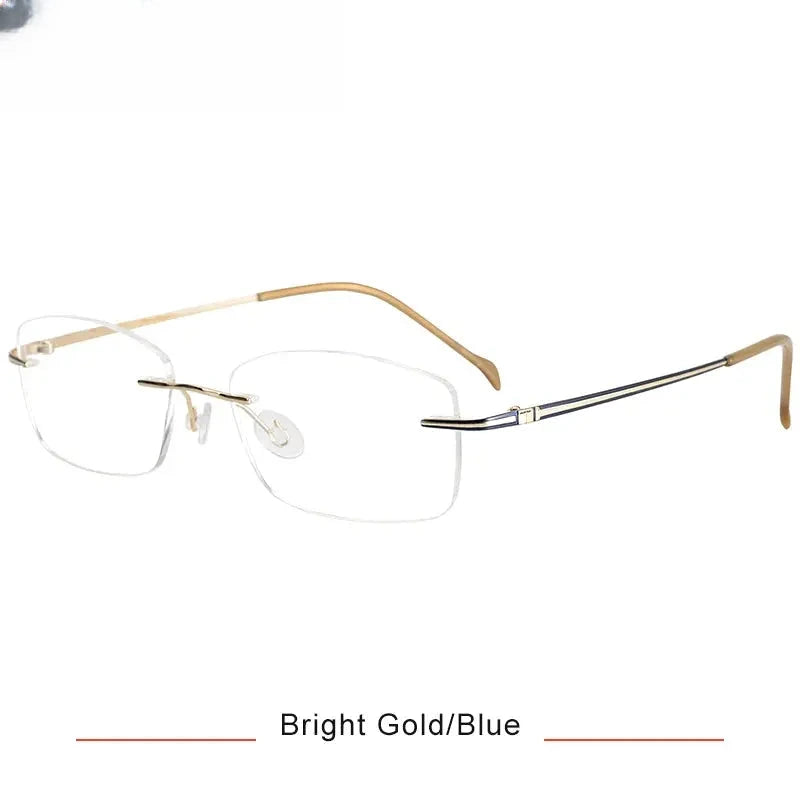 Unisex Oval Rimless Titanium Prescription Glasses 616075 — view 3 | Rx Spectacle