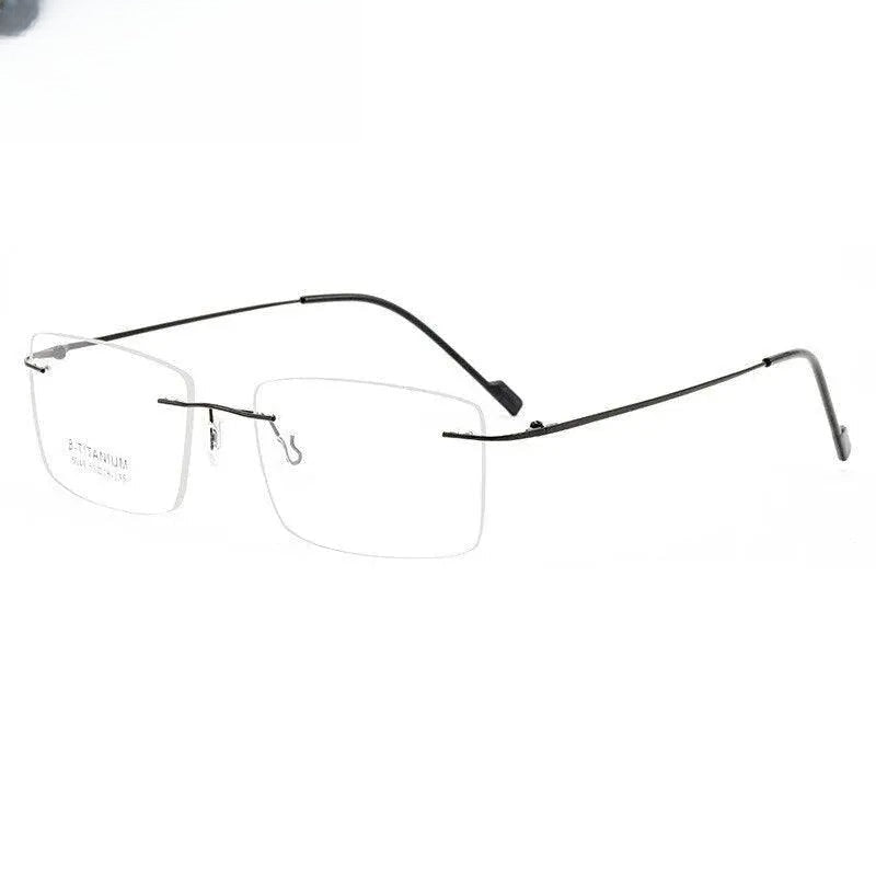 Unisex Square Rimless Titanium Prescription Glasses 763 — view 4 | Rx Spectacle