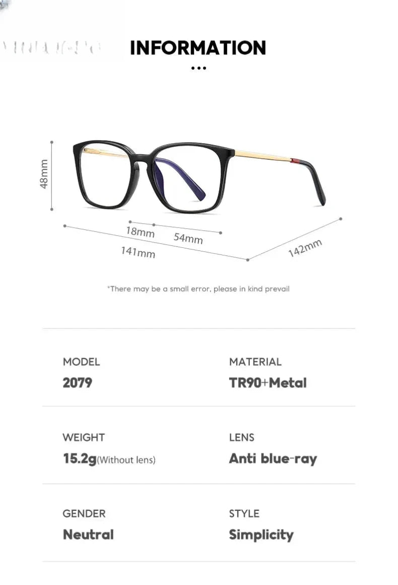 Men's Square Full Rim Titanium Reading Glasses 2079 — view 11 | Rx Spectacle