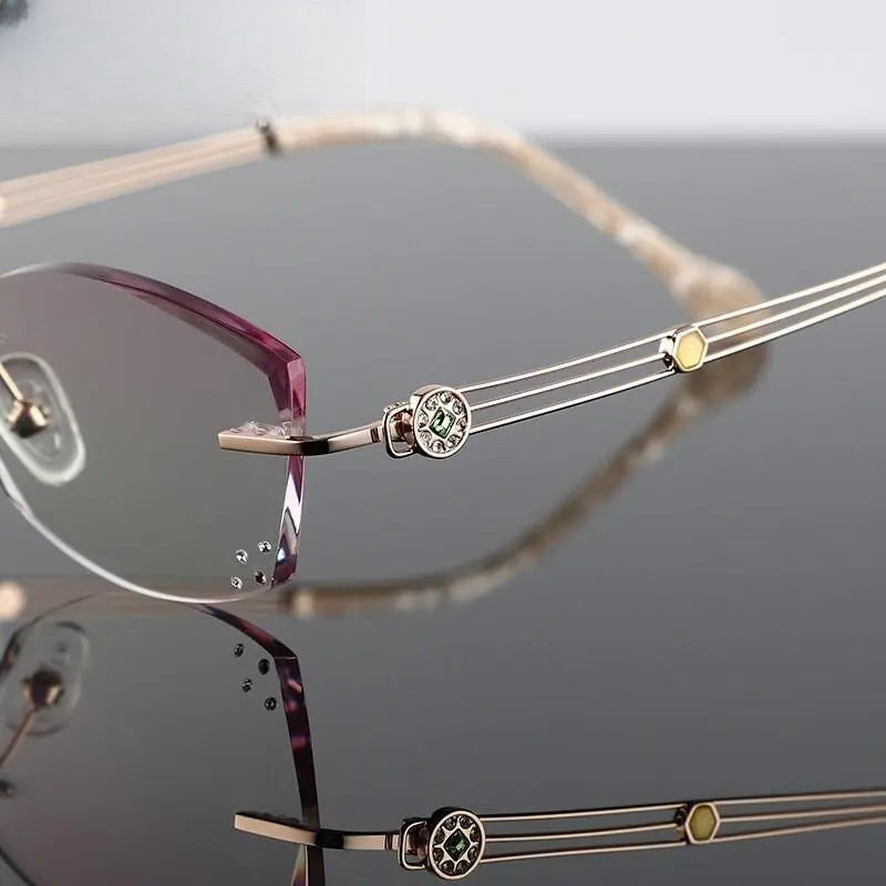 Women's Oval Rimless Titanium Prescription Glasses 52008 — view 7 | Rx Spectacle