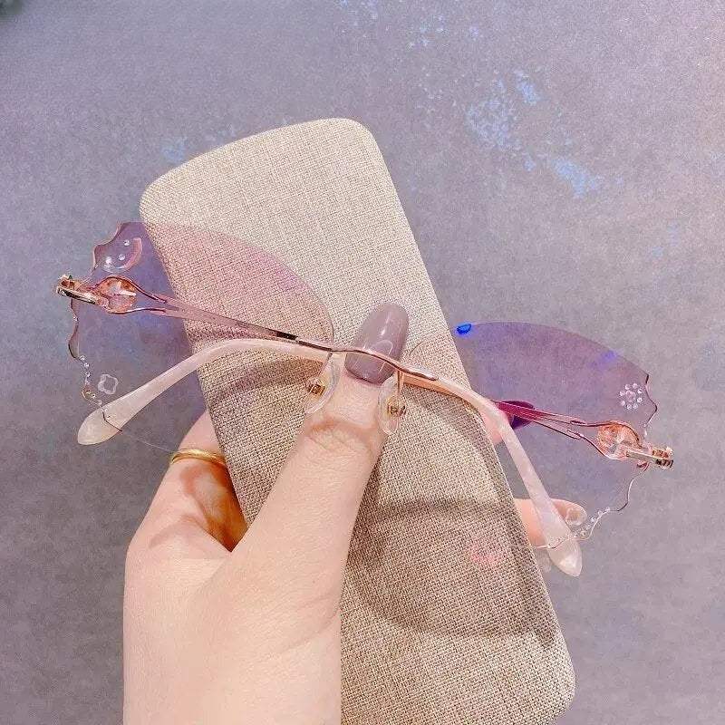 Women's Butterfly Rimless Titanium Prescription Glasses 88301r — view 7 | Rx Spectacle