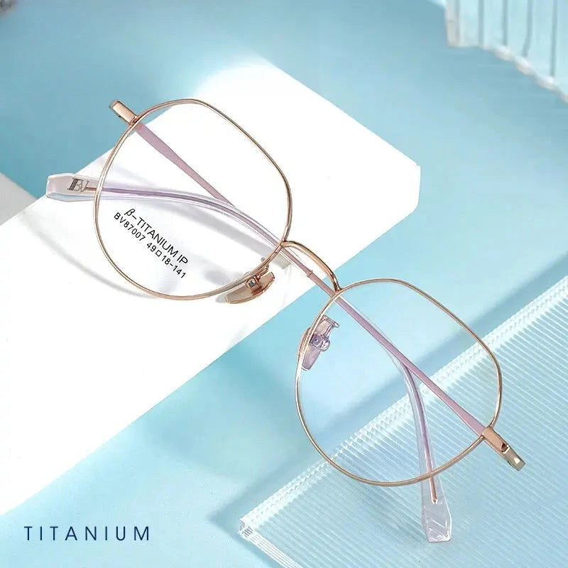 Women's Polygon Full Rim Titanium Prescription Glasses 87007 — view 1 | Rx Spectacle