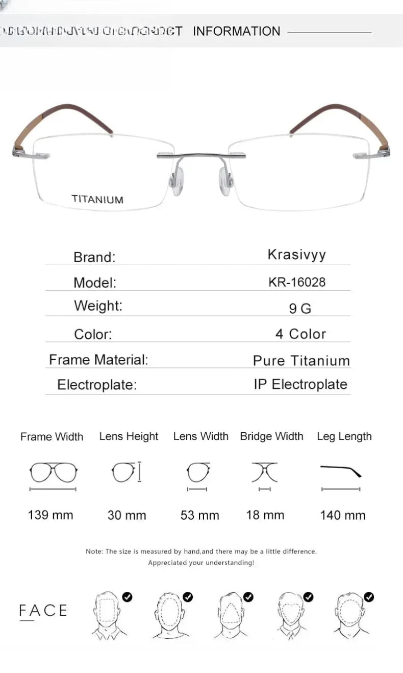 Unisex Square Rimless Titanium Prescription Glasses 316028 — view 2 | Rx Spectacle