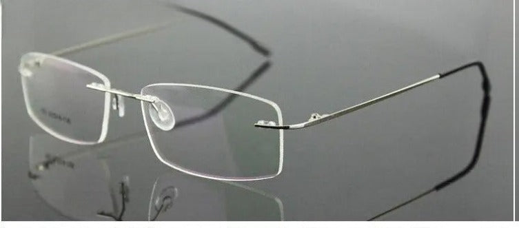 Men's Square Rimless Titanium Prescription Glasses L763 — view 8 | Rx Spectacle