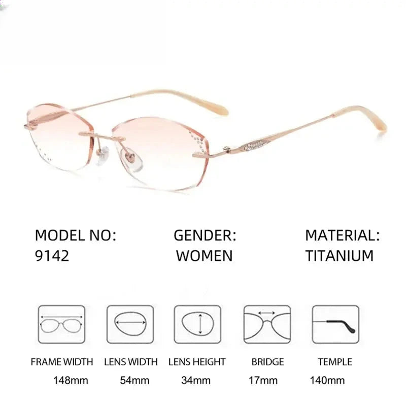 Women's Oval Rimless Titanium Prescription Glasses 699142 — view 2 | Rx Spectacle