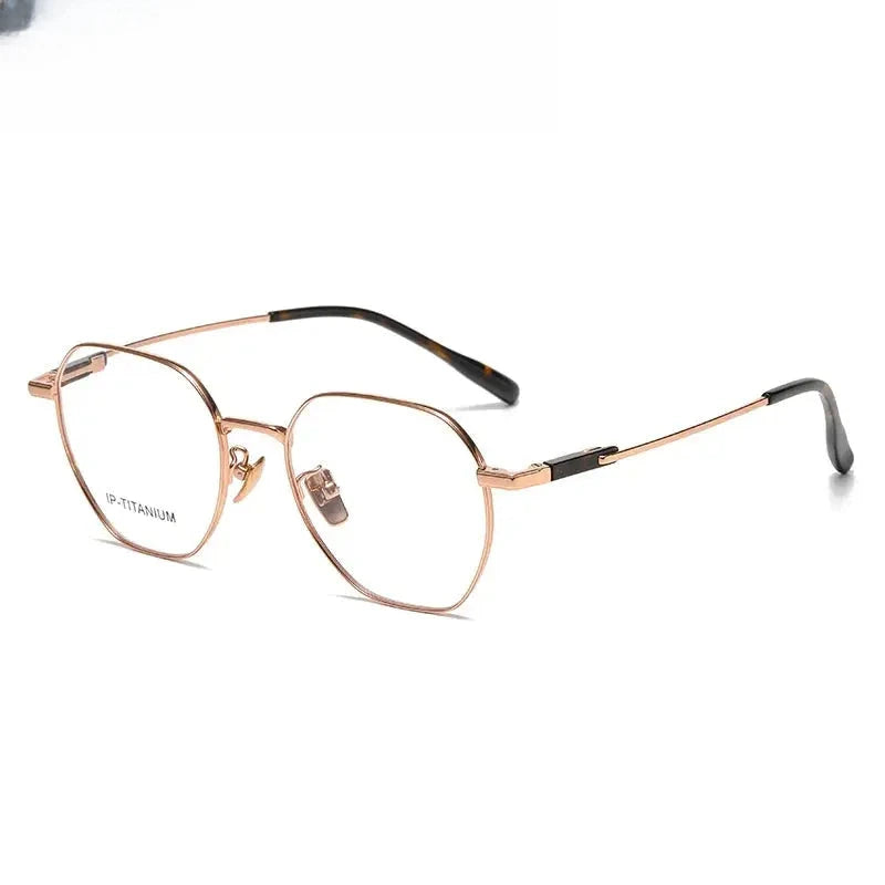 Unisex Polygon Full Rim Titanium Flat Top Prescription Glasses 61010 — view 5 | Rx Spectacle