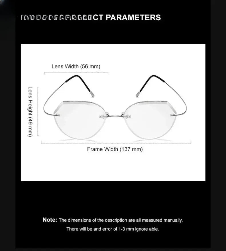 Women's Oval Rimless Titanium Flat Top Prescription Glasses 801876 — view 2 | Rx Spectacle