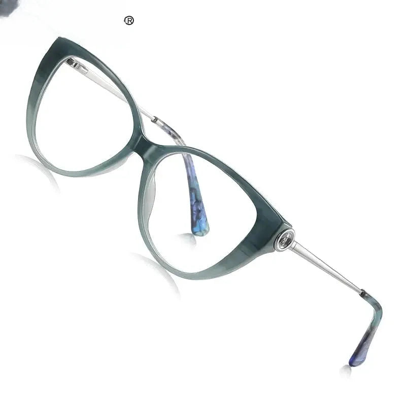 Women's Cat Eye Full Rim Titanium Reading Glasses 97207 — view 1 | Rx Spectacle
