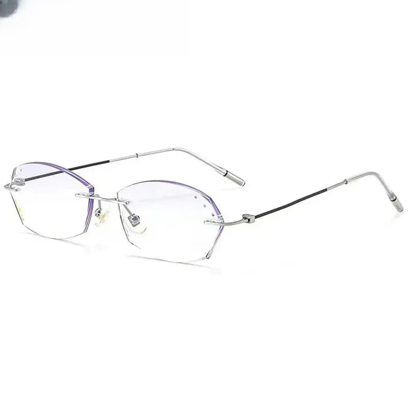 Women's Oval Rimless Titanium Prescription Glasses 89834 — view 5 | Rx Spectacle