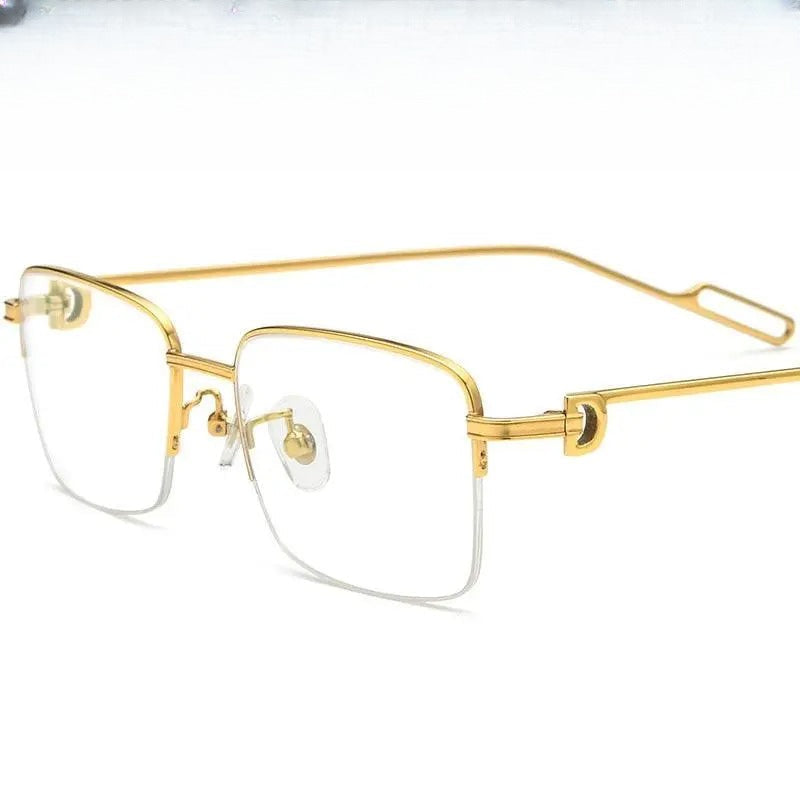 Men's Square Semi-Rimless Titanium Prescription Glasses 150258 — view 1 | Rx Spectacle