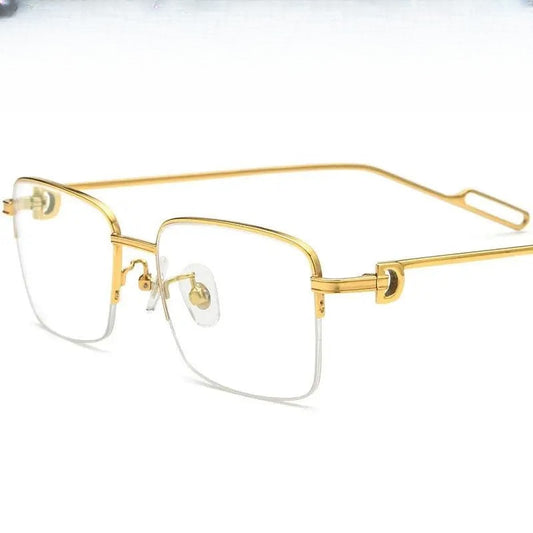 Men's Square Semi-Rimless Titanium Prescription Glasses 150258 — view 1 | Rx Spectacle