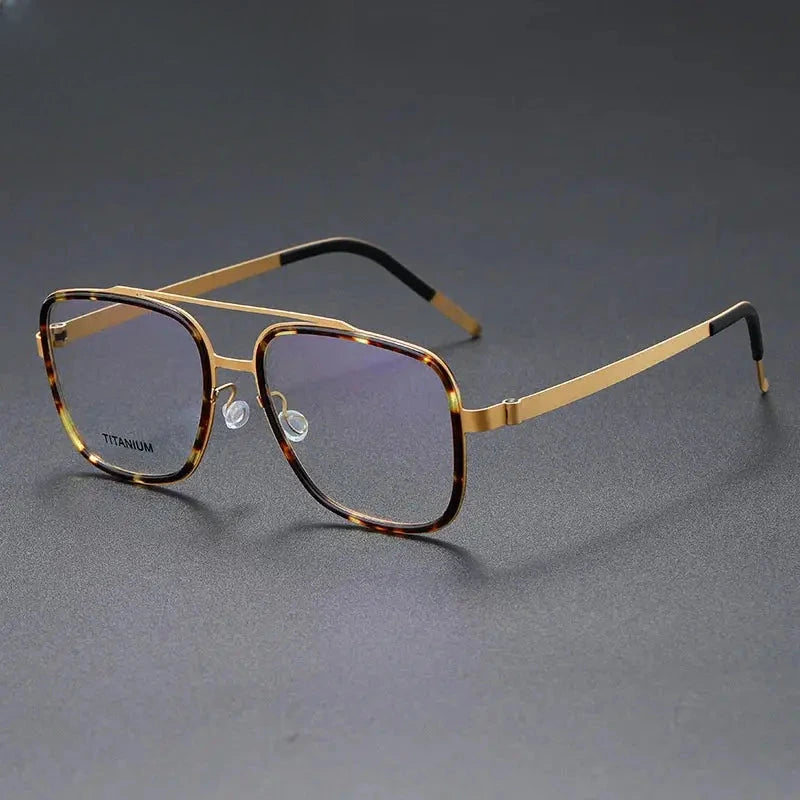Unisex Square Full Rim Titanium Double Bridge Prescription Glasses 49911 — view 8 | Rx Spectacle