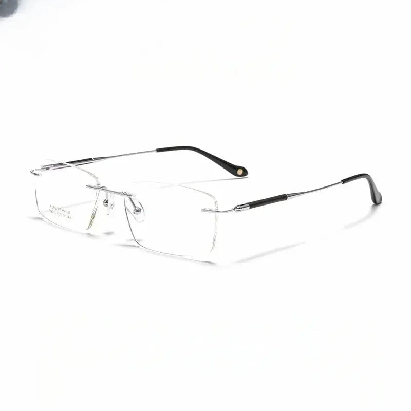 Unisex Square Rimless Titanium Prescription Glasses 799910 — view 3 | Rx Spectacle
