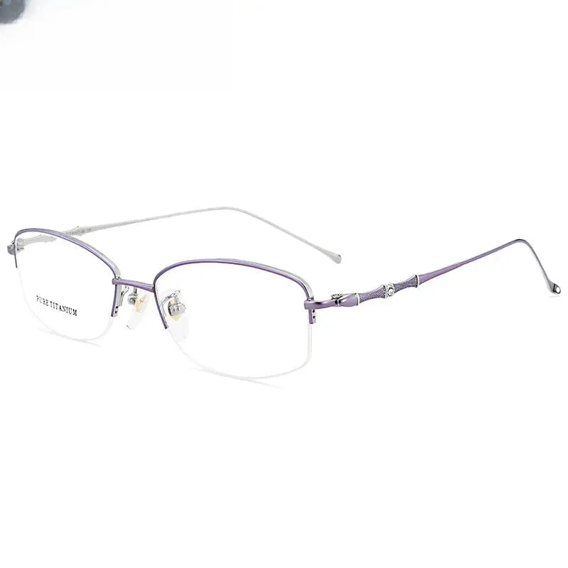 Women's Oval Semi-Rimless Titanium Prescription Glasses 888331 — view 3 | Rx Spectacle