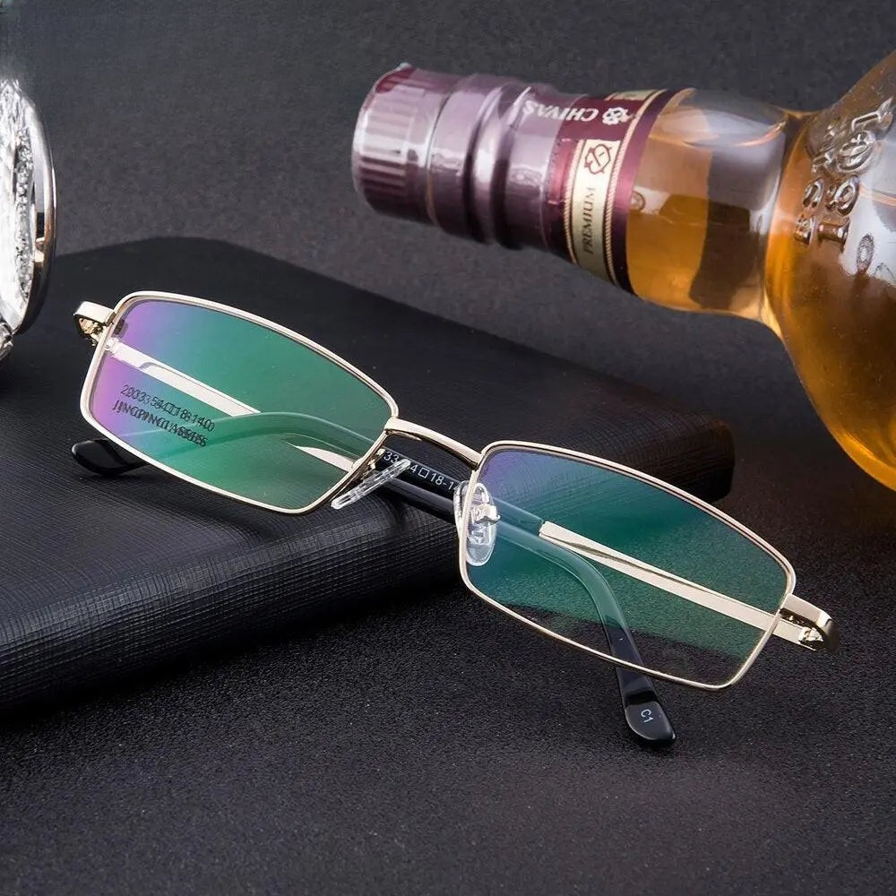 Men's Square Full Rim Alloy Prescription Glasses 2033 — view 10 | Rx Spectacle