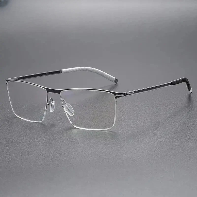 Men's Square Semi-Rimless Titanium Prescription Glasses 746267 — view 3 | Rx Spectacle
