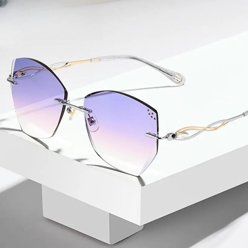 Women's Cat Eye Rimless Titanium Prescription Glasses 88038 — view 7 | Rx Spectacle