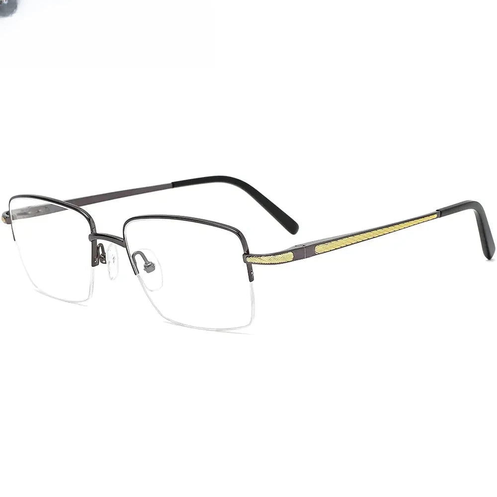 Men's Square Semi-Rimless Titanium Oversized Prescription Glasses 750022 — view 1 | Rx Spectacle