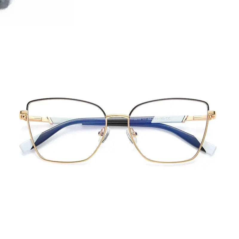 Women's Cat Eye Full Rim Alloy Prescription Glasses 3016 — view 5 | Rx Spectacle