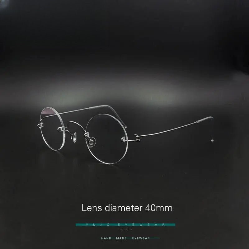 Unisex Round Rimless Stainless Steel Prescription Glasses Y017 — view 2 | Rx Spectacle