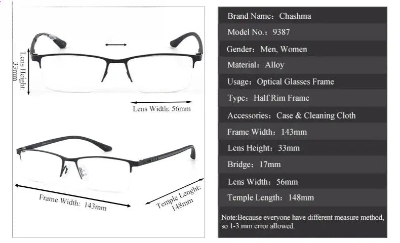 Men's Semi-Rimless Titanium Prescription Glasses 93874 — view 2 | Rx Spectacle