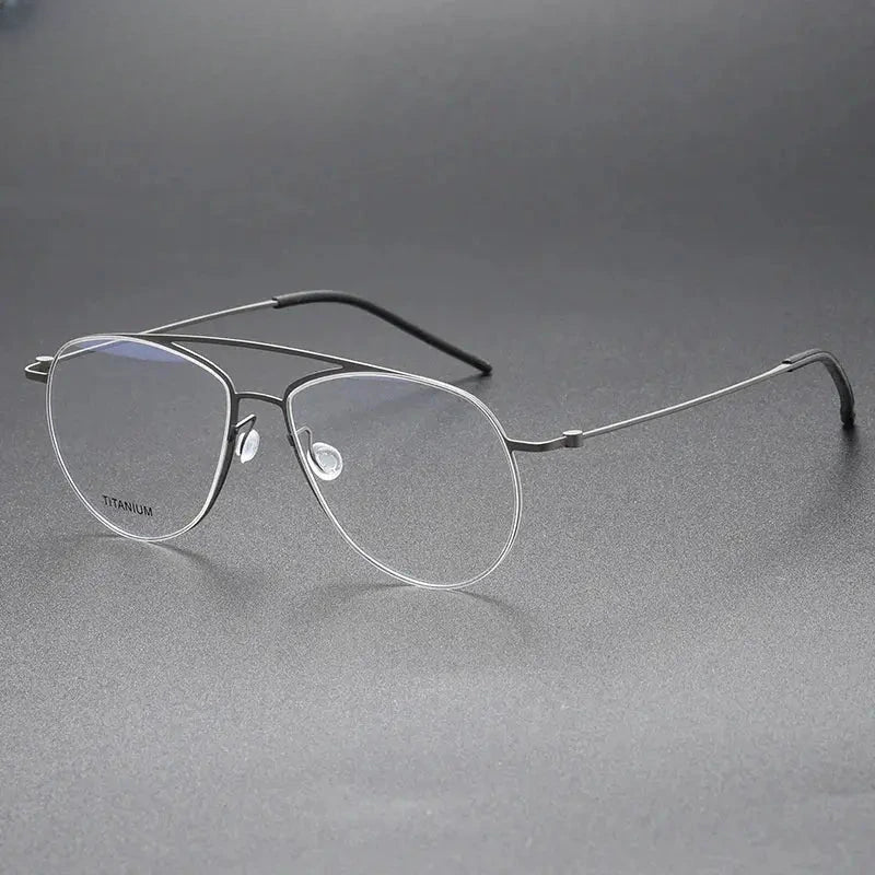 Men's Oval Full Rim Titanium Double Bridge Prescription Glasses 775507 — view 4 | Rx Spectacle