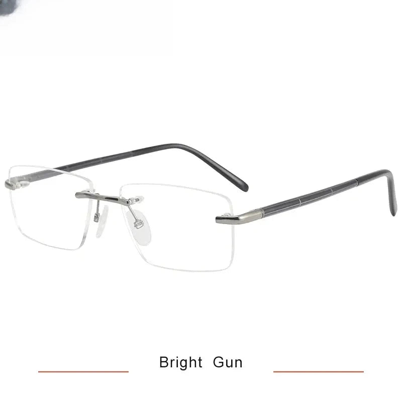 Unisex Polygon Rimless Titanium Prescription Glasses 716059 — view 4 | Rx Spectacle
