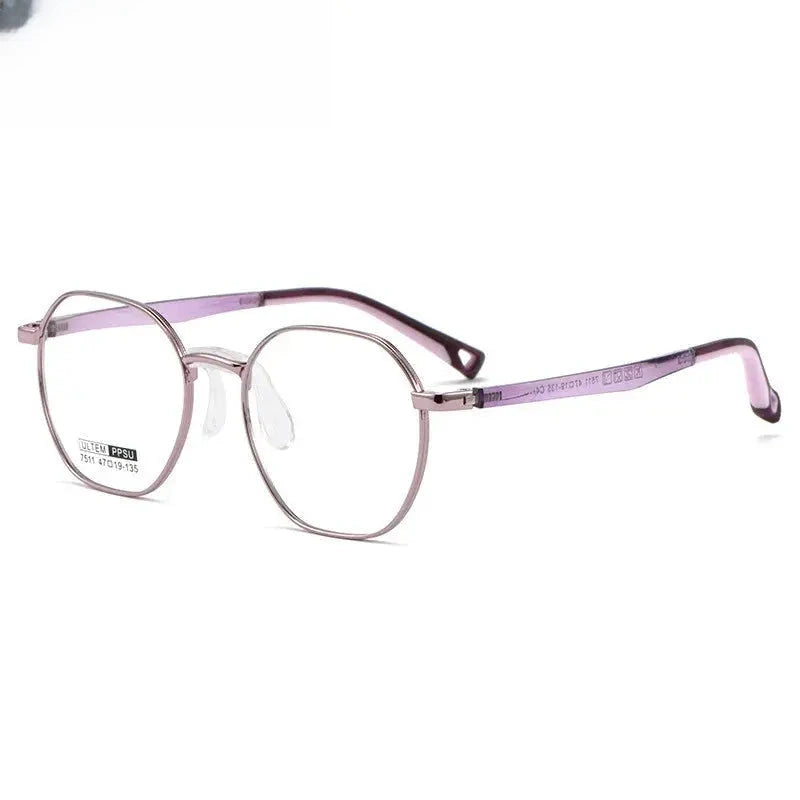 Unisex Polygon Full Rim Titanium Prescription Glasses 777511 — view 6 | Rx Spectacle
