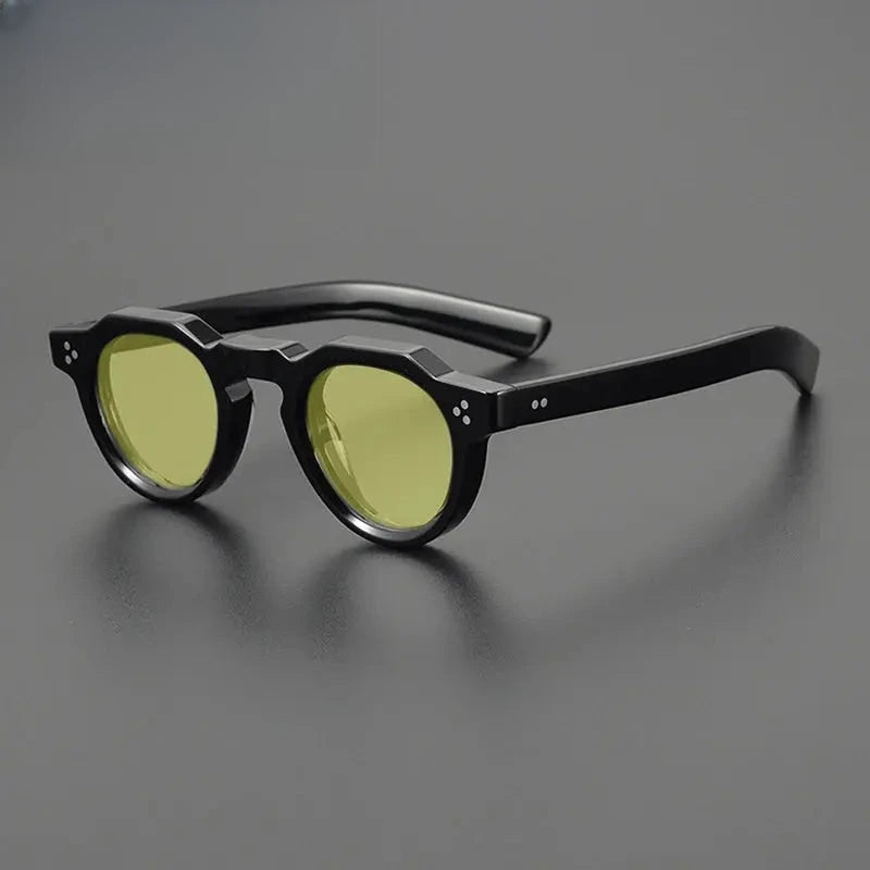 Unisex Round Full Rim Acetate Flat Top Prescription Glasses M002 — view 6 | Rx Spectacle