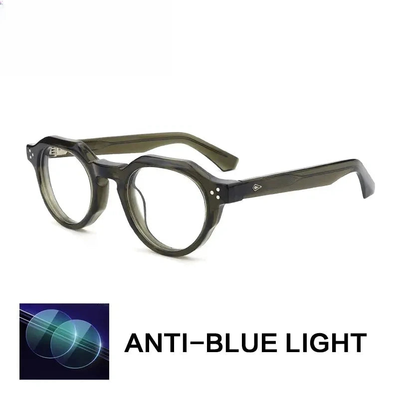Unisex Round Full Rim Acetate Flat Top Reading Glasses G66301 — view 3 | Rx Spectacle
