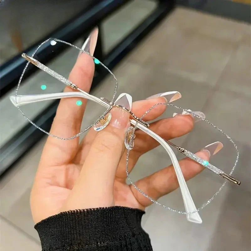 Women's Square Rimless Titanium Prescription Glasses 778112 — view 1 | Rx Spectacle