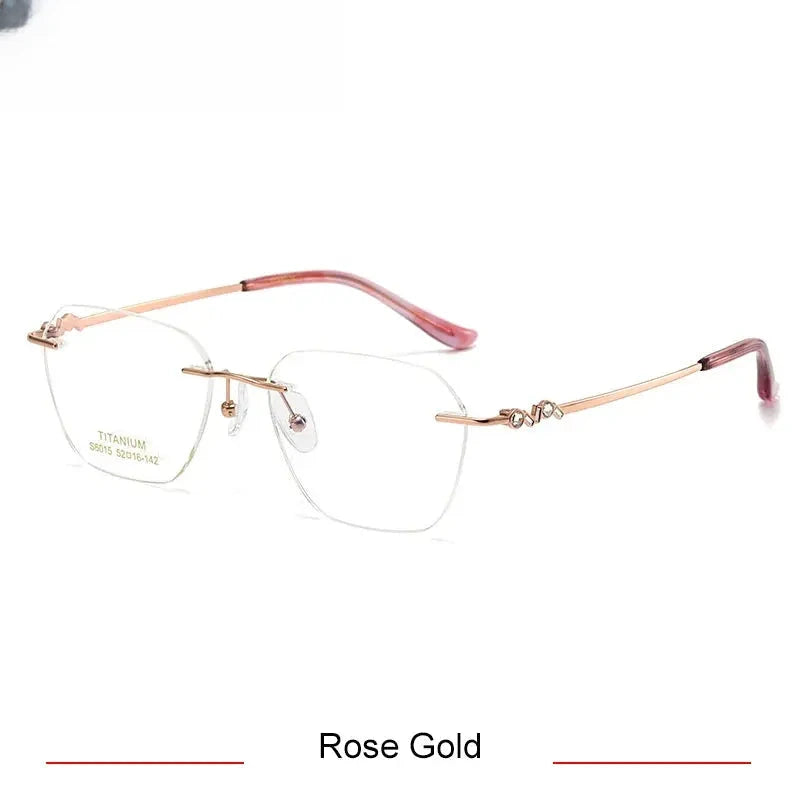 Women's Polygon Rimless Titanium Prescription Glasses 36015 — view 4 | Rx Spectacle
