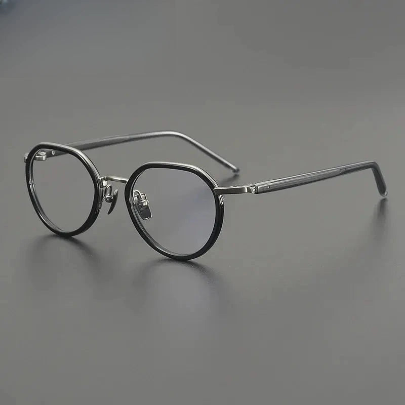 Unisex Round Full Rim Titanium Flat Top Prescription Glasses G2171 — view 3 | Rx Spectacle