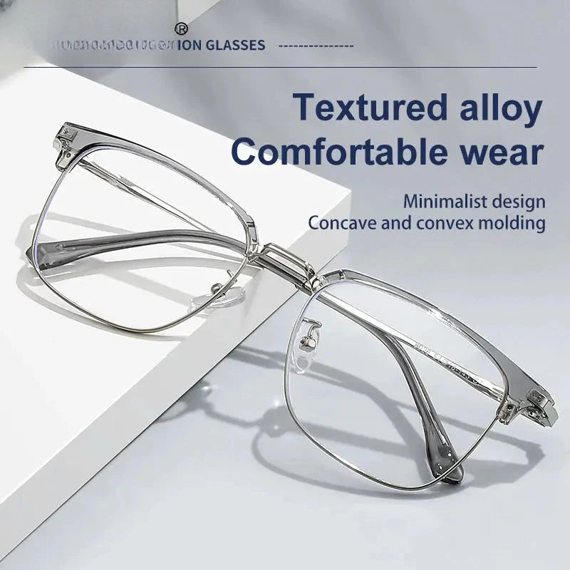 Men's Square Full Rim Titanium Reading Glasses 8026 — view 2 | Rx Spectacle