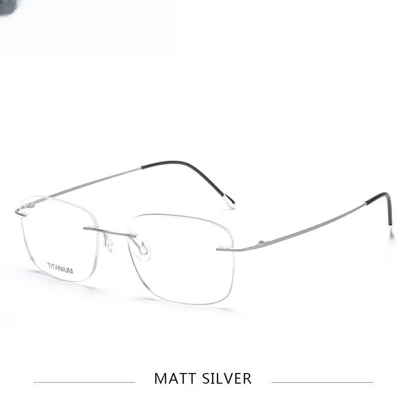 Unisex Square Rimless Titanium Prescription Glasses Kr6010 — view 7 | Rx Spectacle