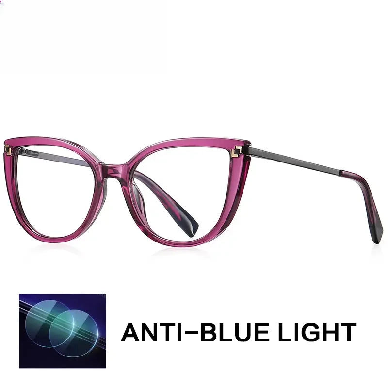 Women's Cat Eye Full Rim Titanium Reading Glasses G2128 — view 3 | Rx Spectacle